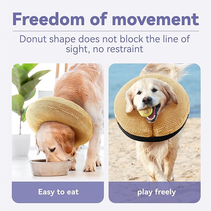 Inflatable Dog Cone Collar - Dog Neck Donut Cone Collar Alternative After Surgery - Soft Cone for Large Medium Small Dogs Cats - Alternative Recovery E Collar (Yello, S)