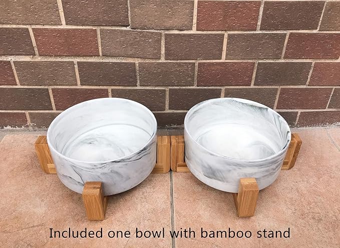 Ceramic Pet Bowls with Stand - Dog Cat Water Bowl and Food Dish -Heavy Weighted & No Tip Over Pet Comfort Feeding Bowls -Dishwasher Safe & Easy to Clean