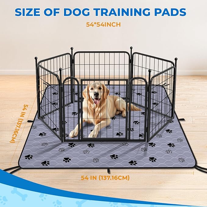 Fostanfly Washable Pee Pads for Dogs, 2 Pack Reusable Super Absorbent Potty Pads, Non-Slip and Leak-Proof 54"x54" for Whelping, Extra Large Potty Training Washable for Puppy