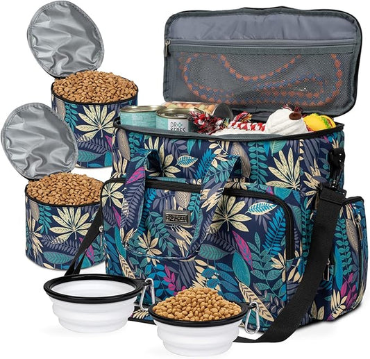 BAGLHER Dog Travel Bag, Pet Travel Bag (ALL Pet Travel Supplies), With 2 Pet Food Containers and 2 Collapsible Silicone Bowls; Essential Kits for Pet Travel Hawaii