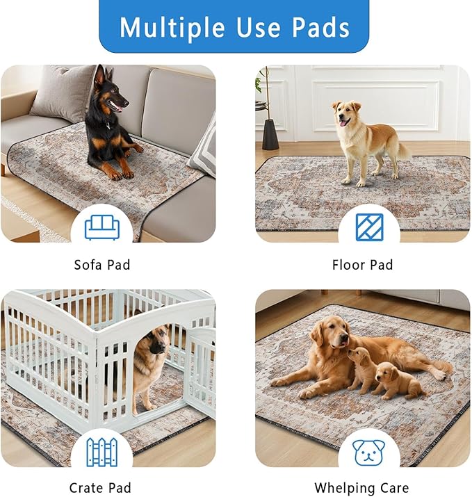 Washable Pee Pads for Dogs 2 Pack, Absorbent Reusable Puppy Pads Waterproof, Leakproof & Non-Slip Whelping Pad, Potty Training Pads for Dogs Playpen Mat 48x48
