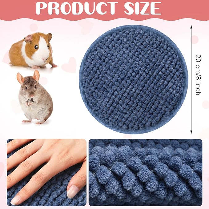 Amylove 4 Pcs Guinea Pig Cage Liner Guinea Pig Bedding Washable Fleece Pee Pads Reusable Small Animals Training Mat Small Animal Sleeping Bed for Bunny Hamster(Mixed Colors,Diameter 7.8 Inch)