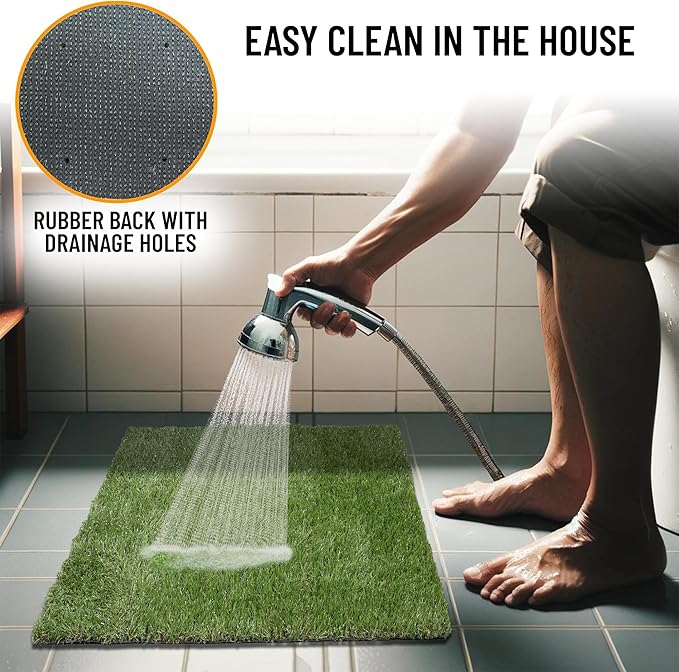 Ottomanson Artificial Grass Puppy Potty Training Pad, 2'7" x 3' Reusable Pee Pad for Small Pets and Dogs