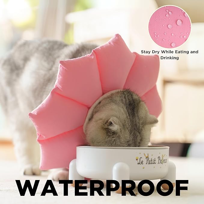 Puffy Crew Soft Cat Cone Collar, Adjustable Waterproof Recovery Collar, Lightweight Elizabethan e Collar for Cats of All Breeds (Pink, Large, Neck Circumference 7.8'' - 12.5'')