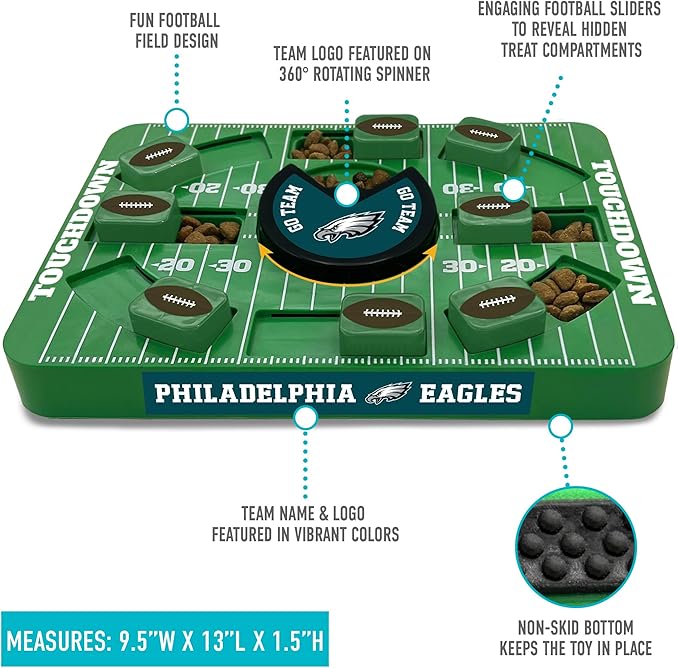 Pets First NFL Philadelphia Eagles Large Puzzle Toy, New Size, Interactive Dog Treat Puzzle, Slow Feeding Toy