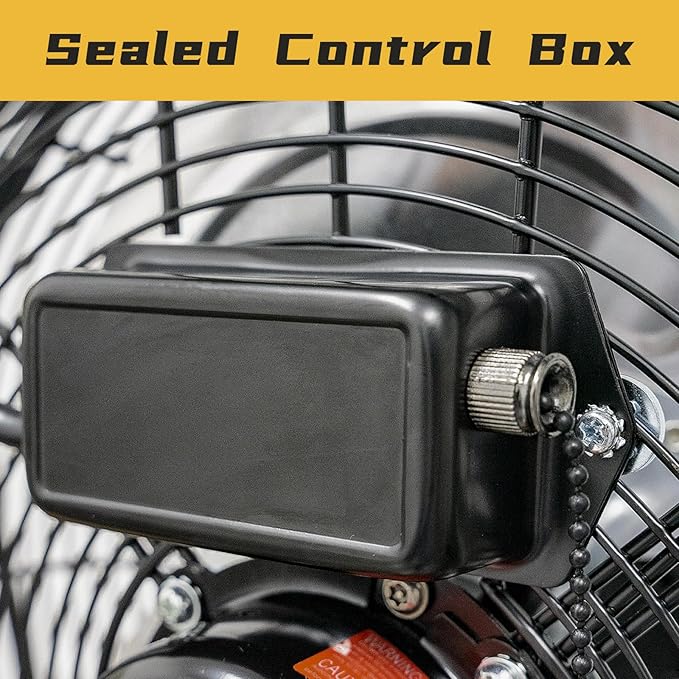 HiCFM 2500 CFM 12 Inch Industrial Wall Mount Fan, 3-Speeds High Velocity Wall fan with IP44 Enclosure Motor for Barn, Garage, Warehouse, Greenhouse and Commercial Use