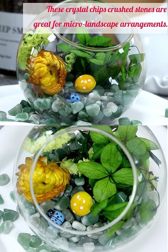 Green Aventurine Healing Crystal Chips Bulk Gemstones Sets Tumbled Crushed Stones Crushed Crystals Natural Rocks for Fountain Rocks Decoration Reiki Energy Balancing Meditation Aquarium Gravel 0.44lb