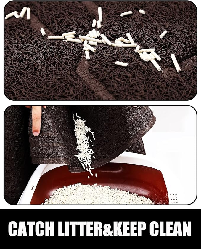 Yimobra Cat Litter Mat, 24"x20" Litter Mat with Litter Lock Mesh, Soft Cat Litter Mat Litter Trapping Mat, Easy to Clean, Non-Slip, Water Resistant, Litter Free Floors, Dark Coffee