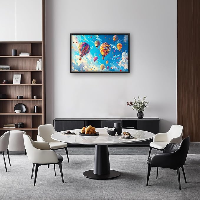 Hot Air Balloon Large Wall Art for Living Room, Framed Oversized Hot Air Balloon Wall Decor Colorful Sky Canvas Painting Modern Artwork for Living Room Bedroom Office Dinging Room 36"x24"