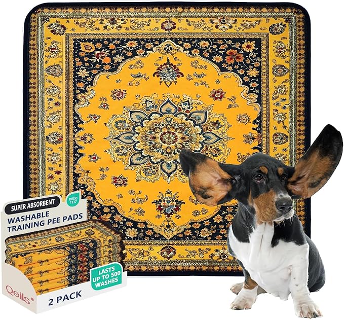 Qeils Washable Pee Pads for Dogs, 2 Pack Reusable Puppy Pads 36"x36" Super Absorbent Leakproof Dog Training Pads, Non-Slip Potty Pads for Crate, Floor, Couch, Whelping Pads Litter Mat Puppy Supplies