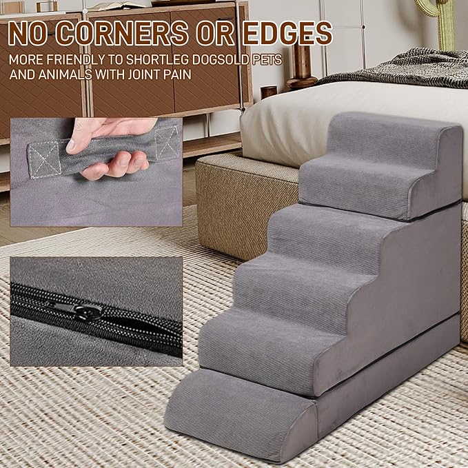24-30inches High Dog Stairs & Steps for High Beds Tall, LitaiL 29inch 6 Steps Pet Stairs/Steps for High Beds Large Dogs, Non-Slip Dog Ramps for Small Dogs, for Older Cats