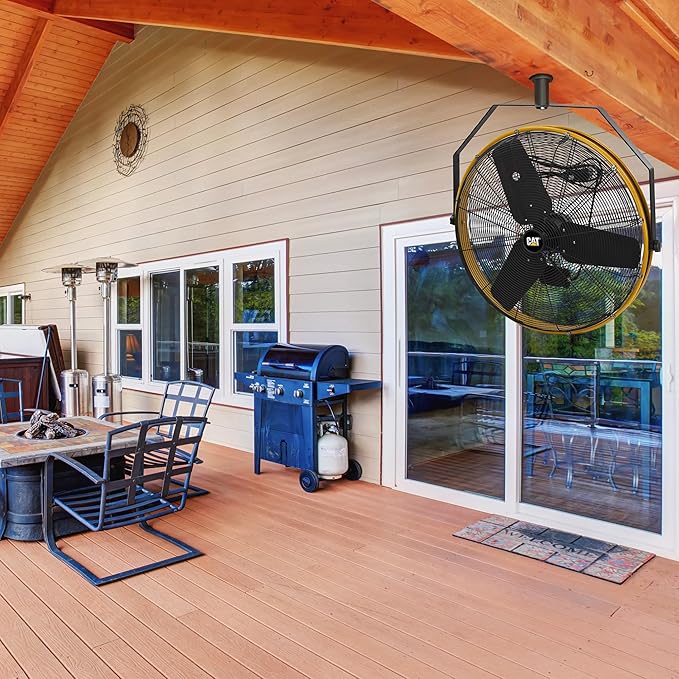 CAT 30 Inch Outdoor IPX4 Weatherproof High Velocity Wall Mounted Shroud Fan. 8900 CFM, 3 Speed - For Industrial, Commercial, & Residential Use. cETL Certified