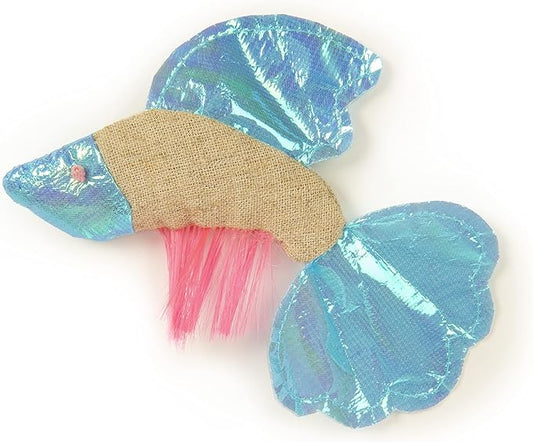 Petlinks Batty Beta Fish Crinkle Catnip Cat Toy - Tan/Blue, One Size