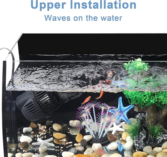 hygger 2100 GPH Aquarium Wave Maker Pump with Strong Magnetic Suction Base, Ultra-quiet 360 Degree Rotating Submersible Power Head, for 75-130 Gal Freshwater Saltwater Tank