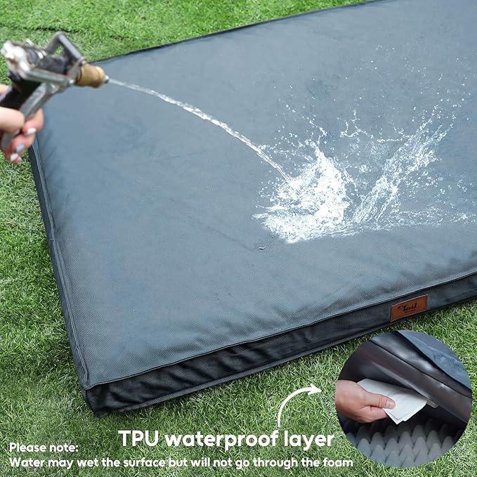 Orthopedic Dog Bed for Large Dogs - Pet Bed with Removable Washable Cover, Big Waterproof Dog Bed for Large Sized Dogs with Egg Crate Foam, Blue