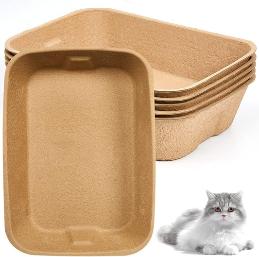 Tessco 5 Pack Small Disposable Litter Box Kitten Disposable Cat Litter Tray 16.1 x 11.2 x 3.7 Inch Paper Box for Indoor Outdoor Small Animals Cat, Hamster, Guinea Pig, Mice, Bunny and More
