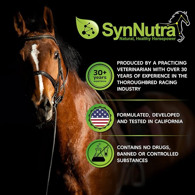 SynoStride All Natural, All-in-one, Joint and Hoof Health Supplement for Horses, Powder with Glucosamine, Chondroitin, Hyaluronic Acid, Biotin, Methionine, Trace Minerals, Made in USA (1080 Grams)