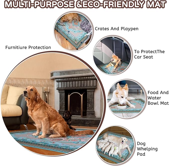 Washable Pee Pads for Dogs, 34"x36" 2 Pack Reusable Puppy Pads Pet Training Pads, Super Absorbent, 100% Waterproof Dog Pee Pads, Whelping, Housebreaking, Incontinence, for Playpen