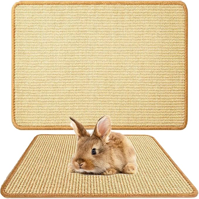 Oncpcare Rabbit Scratch Mat - Natural Bunny Scratching Pad for Claws and Teeth Care, Chew Toys, Pet Cage Bedding for Biting, Sleeping, Nesting - 24x16