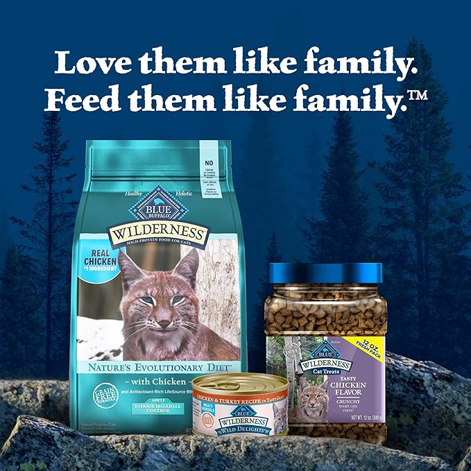Blue Buffalo Wilderness High Protein Indoor Hairball Control Chicken Dry Cat Food for Adult Cats, Grain-Free, 5 lb. Bag