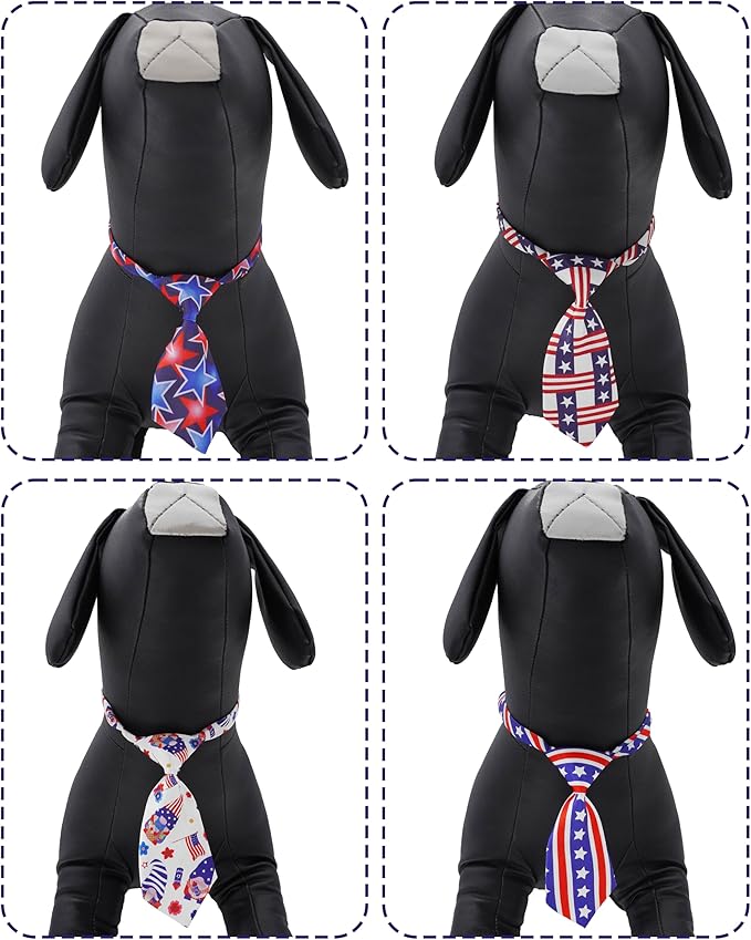 PET SHOW 10 Pack 4th of July Dog Ties Neckties for Large Medium Dogs Adjustable Holiday Grooming Accessories Patriotic Neck Ties Bowties Girl Boy Pets Memorial Day Holiday Party Costumes