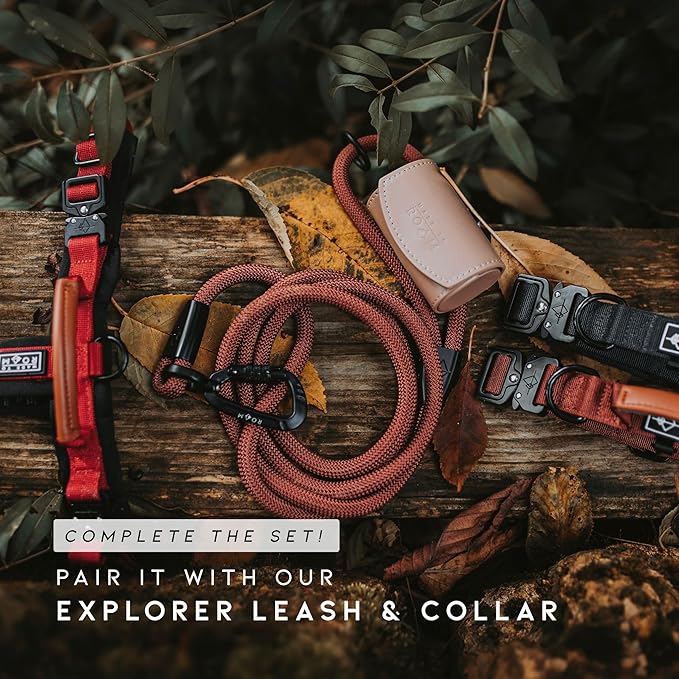 MADE TO ROAM Premium Explorer Harness - Y-Shaped Dog Harness with Adjustable Durable Nylon, Soft Padding, Metal Buckles and Leather Handle for Small, Medium, Large Dogs (Colorado Nightsky, Size 1)