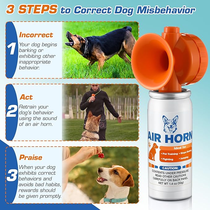 Air Horn, 1.4 oz 120 dB Loud Pet Trainer to Stop Dog Attacking Barking Fighting Jumping, Coyotes Air Horn for Safety, Protect Yourself & Pet While Walking, Orange(2 Pack)