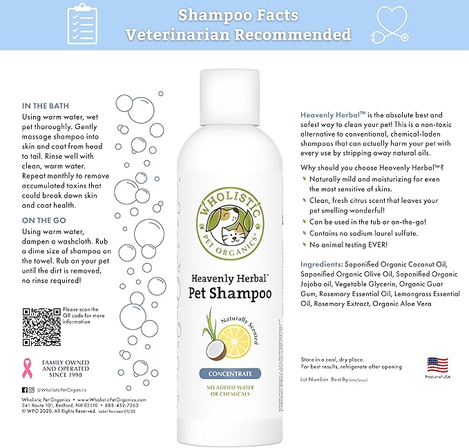 Wholistic Pet Organics Heavenly Herbal Pet Shampoo, 16 fl oz