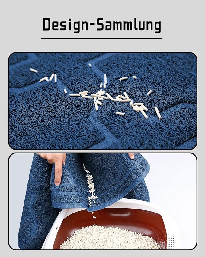 Yimobra Cat Litter Mat, 35.4"x23.6" Litter Box Mat with Litter Lock Mesh, Soft Cat Litter Mat Litter Trapping Mat, Easy to Clean, Non-Slip, Water Resistant, Litter Free Floors, Dark Blue