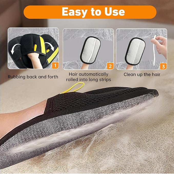 Pet Hair Removal Glove for Cats & Dogs,Upgrade Efficient Grooming Gloves for Pet Hair,Home Use Reusable Cat & Dog Hair Remover for Couch, Furniture, Carpet, Curtain(2pcs)