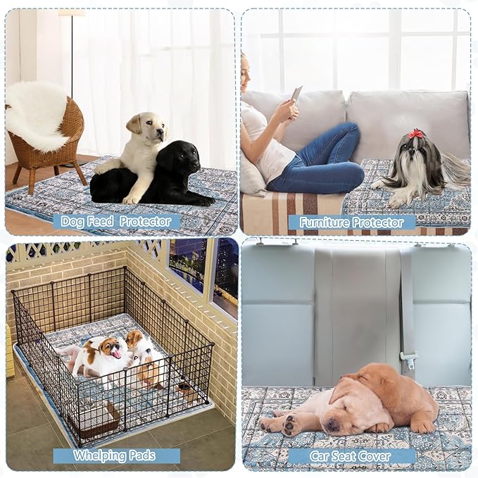 Washable Thickened Pee Pads for Dogs, 2 Pack (36"x42") Upgrade Reusable Puppy Pads with Non-Slip Rug, Super Absorbent Leakproof Puppy Training & Whelping Pads for Dogs, Doggie