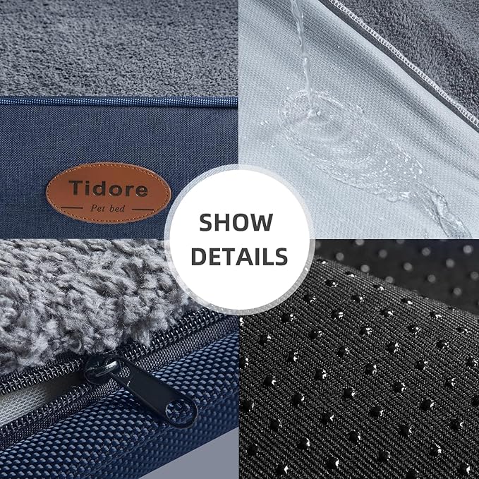 Orthopedic Dog Beds for Medium Dogs, Durable Egg Crate Foam Sofa Dog Bed wit Washable Removable Cover,Waterproof Lining,Pet Bed for Large Dogs (Dark Grey, 26.4" L x 21.7" W x 6.2" Th)