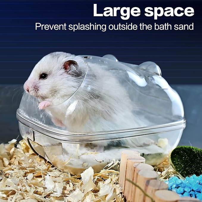 Hamster Bathtub,Hamster Bathroom,Small Animal Habitat Décor,Sand Bath Container Transparent Beds,Hamster Bed,Ice Bathtub,Sleep Pad Nest,Sand Bath Box for Small Pet Animals Cage Accessories（L）