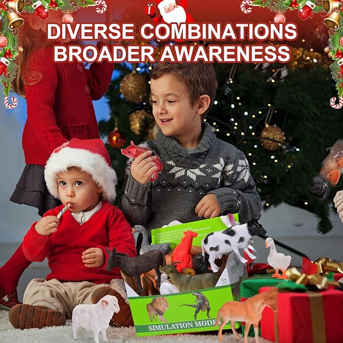 12 Pack Large Farm Animals Toys for Kids 3-5 Year Old Toddlers 1-3 Realistic Plastic Farm Animal Figures Playset Animal Poultry for Learning