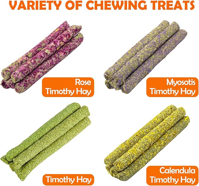 Sofier Timothy Hay Treats Rabbit Toys Bunny Toys Guinea Pig Hamster Natural Chews for Teeth Handmade Rabbit Chews and Treats Chinchilla Rat Gerbil