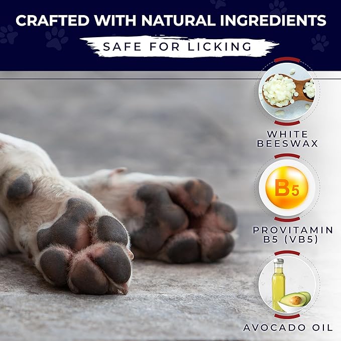 Dog Paw Pad Balm - 3-in-1 Lick Safe Soother & Moisturizer& Lotion for Dog Paws Nose, Elbow, Snout - Natural, Quick-Drying, Non-Sticky - All-Weather Cat Paw Balm Cream- 3.5 Oz/100Gram