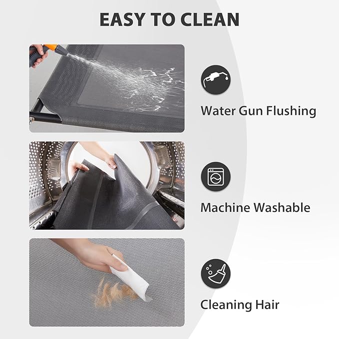 RRPETHOME Large Elevated Cooling Dog Bed, Raised Pet Cot Beds for Large Dogs, Elevated Outdoor Dog Bed, Chew Proof Portable Cooling Pet Cot with Skid-Resistant Feet and Breathable Mesh