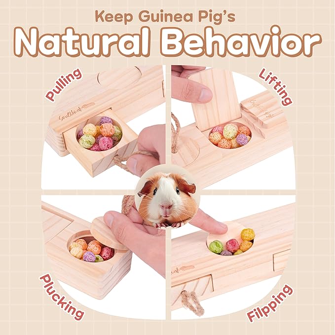 SoulThink® Interactive Guinea Pig Toys - Wooden Rat Toys for Pet Rats, Enrichment & Foraging Activity for Hamster Sniff n' Snack Puzzle for All Small Rodents (2 Sets)
