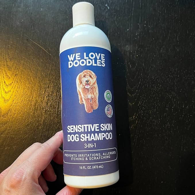 Premium 3-in-1 Sensitive Skin Dog Shampoo, Great for Allergies, Itching, Scratching, Anti-Itch Shampoo for Dogs with Oatmeal & Aloe, Made in USA, Natural Ingredients, 16 oz [We Love Doodles]
