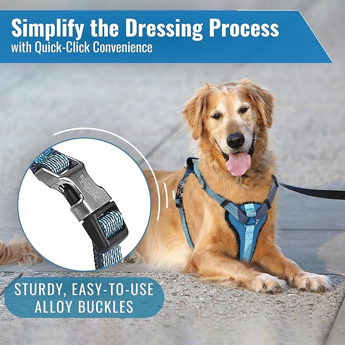 No-Pull Dog Harness with Handle - Escape Proof, Anti-Pulling, Grip Control, Multi-Angle Reflective for Safe Walks & Training, Easy On & Off, Metal Buckle–Pet Harness, Medium/Large Dogs- H3- Black