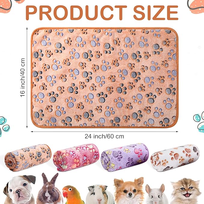 Reginary 4 Pcs Waterproof Guinea Pig Blankets Washable Small Animal Fleece Bedding Absorbent Guinea Pig Cage Liners Reusable Pet Pee Pad Sleep Mat for Hamster Ferret