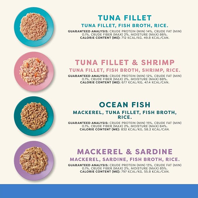 Applaws Natural Wet Canned Cat Food, Made with Limited and Natural Ingredients, Real Protein with No Artificial Additives, Fish Selection Variety Pack in Broth (24 x 2.47oz Cans)