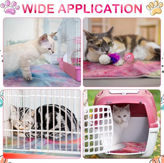 Reginary 4 Pcs Waterproof Guinea Pig Blankets Washable Small Animal Fleece Bedding Absorbent Guinea Pig Cage Liners Reusable Pet Pee Pad Sleep Mat for Hamster Ferret(Tie Dye Pattern,12 x 12 Inch)