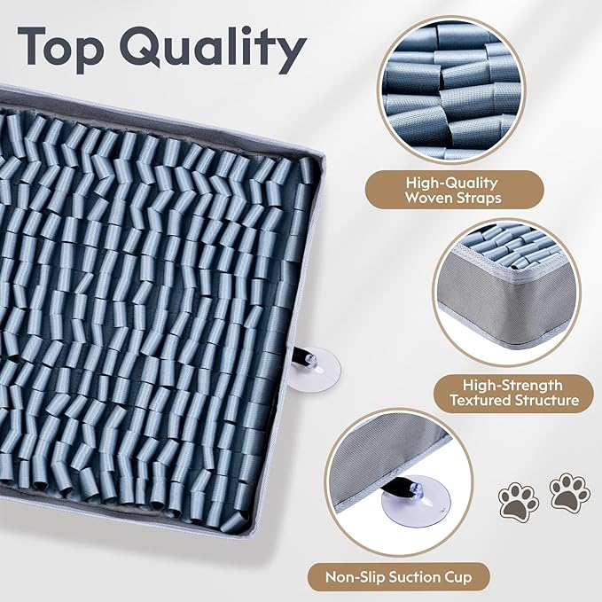 Snuffle Mat for Dogs, Dog Puzzle Mat, Interactive Dog Toys for Enrichment,Sniff Mats with Non-Slip Backing,Suitable for Breeds and Sizes of Dogs (Silver, 17" X 15")