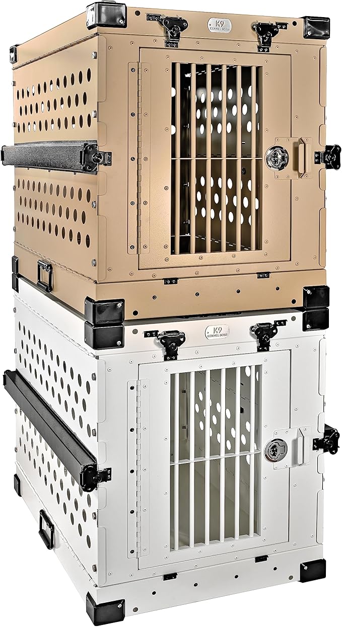 Heavy Duty Fully Collapsible Powder-Coated Aluminum Dog Crate - Medium (White)