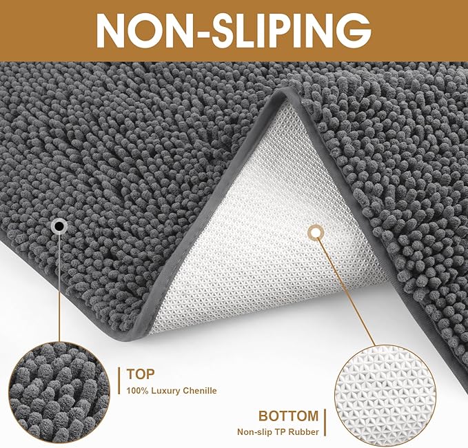 IM HOME 30" X 20" Grey Dog Door Mats for Muddy Paws, Chenille Absorbent Dog Mat, Non Slip Heavy Mud Mat for Dogs, Soft Pet Bed Mat for Entryway, Mud Paws, Inside Floor