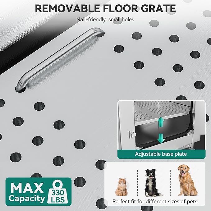 YITAHOME Professional Dog Bathtub 50in, Stainless Steel 304 Pet Grooming Station with Right Door & Floor Grate, Ideal for Large to Small Pets, Indoor & Outdoor Use