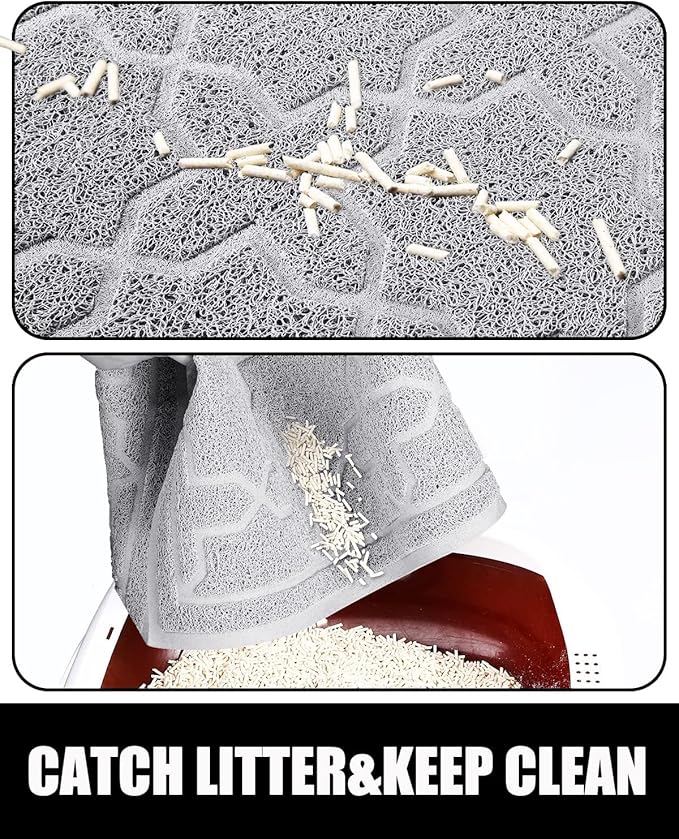 Yimobra Cat Litter Mat, 24"x20" Litter Mat with Litter Lock Mesh, Soft Cat Litter Mat Litter Trapping Mat, Easy to Clean, Non-Slip, Water Resistant, Litter Free Floors, Grey