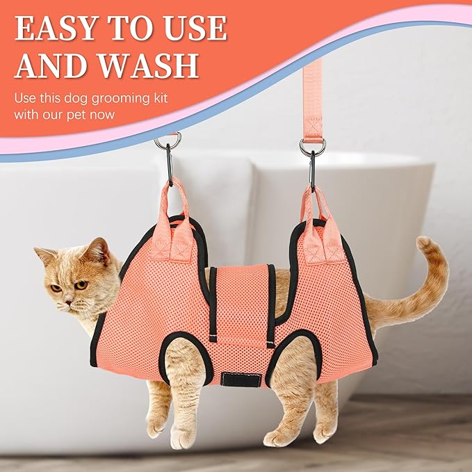 PatiencET Dog Grooming Hammock, Pet Grooming Hammock for Cats & Dogs with Security Strap, Dog Sling for Nail Trimming with Nail Clippers/Trimmer, Nail File, Pet Comb(XS)