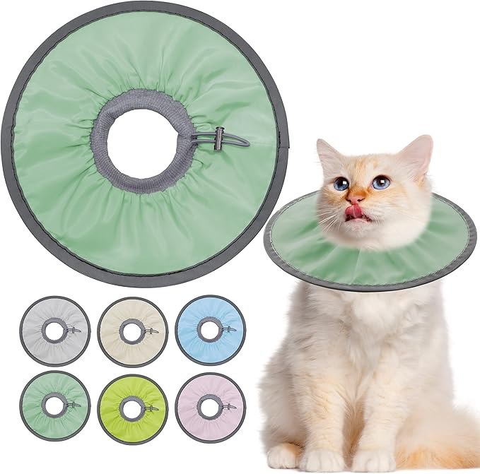 Lightweight Cat Cone Collar Soft, Soft Comfortable Cat Recovery Collar After Surgery, Elizabethan E Collar for Cats, Cone for Cats to Stop Licking (Mint Green, Large)